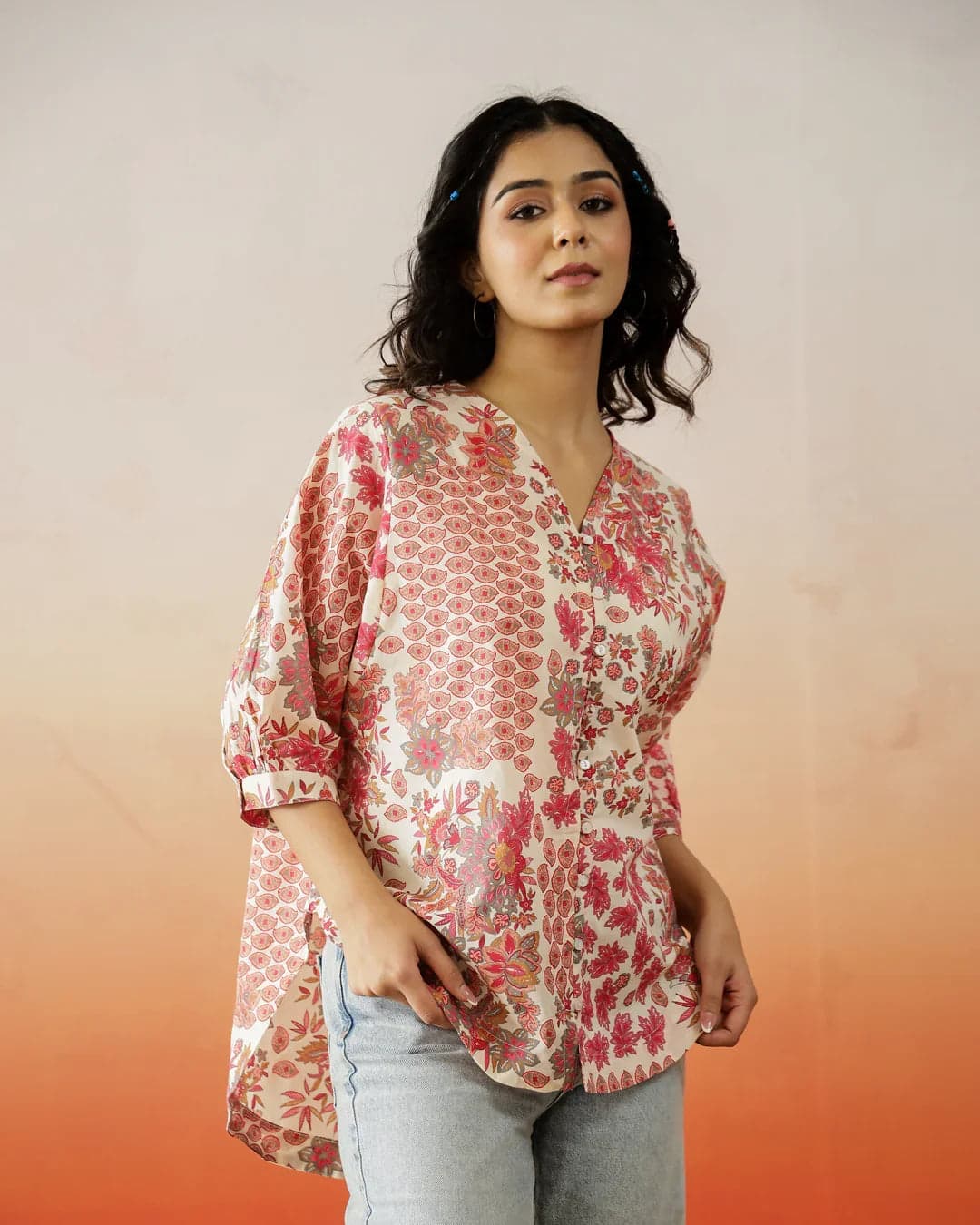 Volso Fashion Women's Floral Printed Cotton Top